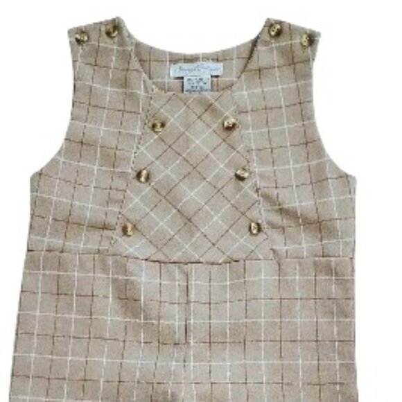Carriage Boutiques Tan Plaid Longalls Size 6m - Picture 2 of 5